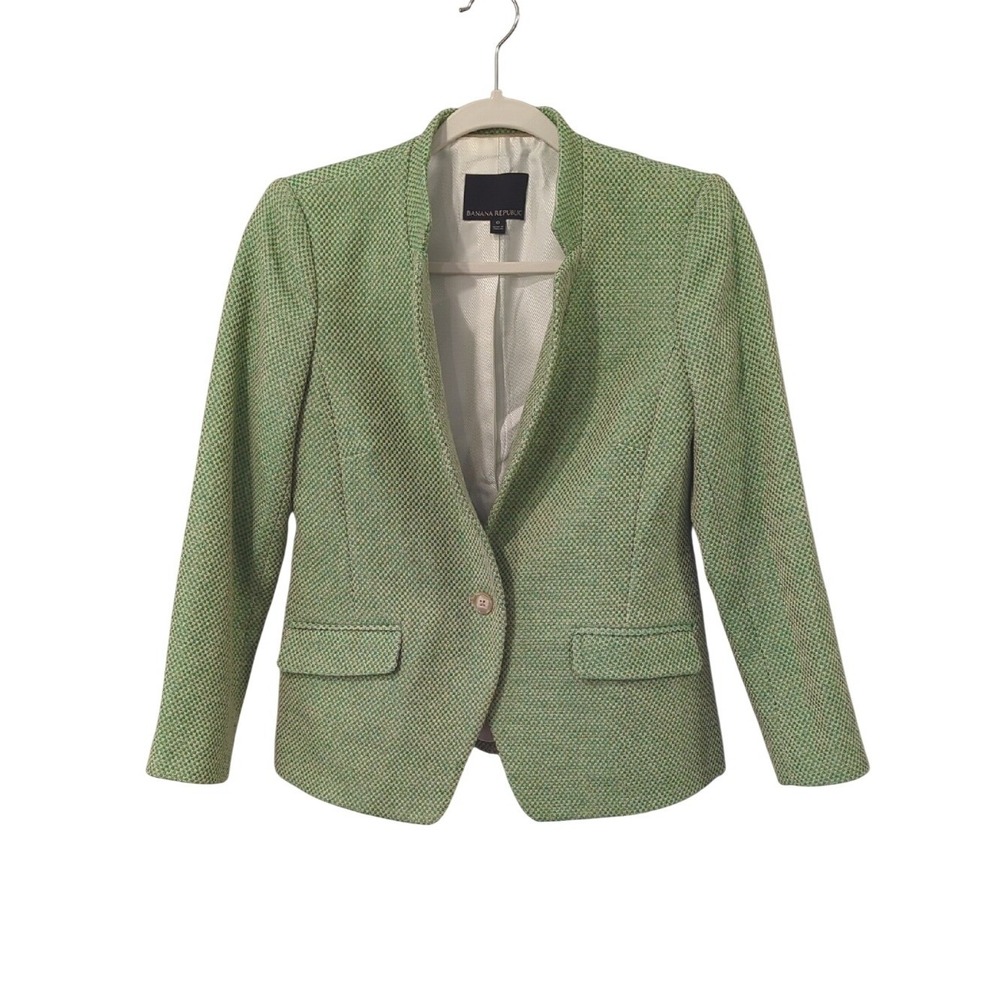 Banana Republic Blazer Green‎ Tweed Single-Button size 0